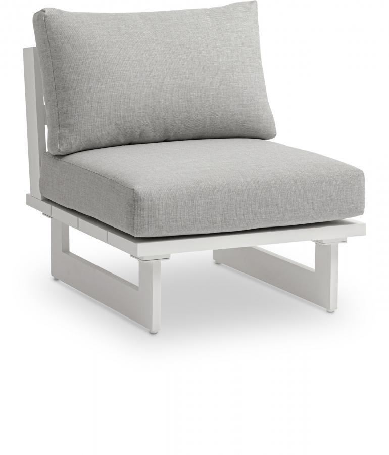 

    
Contemporary White/Light Grey Aluminium Modular Armless Accent Chair Meridian Furniture Maldives 337Grey-Armless
