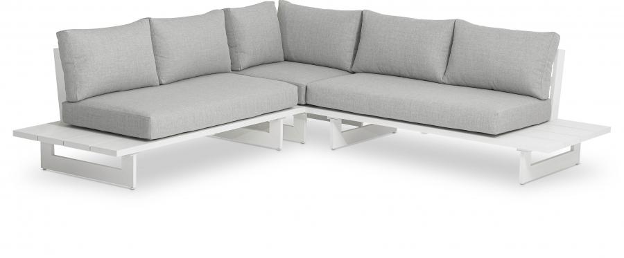 

    
Contemporary White/Light Grey Aluminium Patio Modular Sectional Meridian Furniture Maldives 337Grey-Sectional
