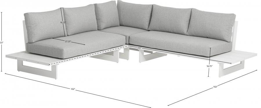 

    
337Grey-Sectional Contemporary White/Light Grey Aluminium Patio Modular Sectional Meridian Furniture Maldives 337Grey-Sectional
