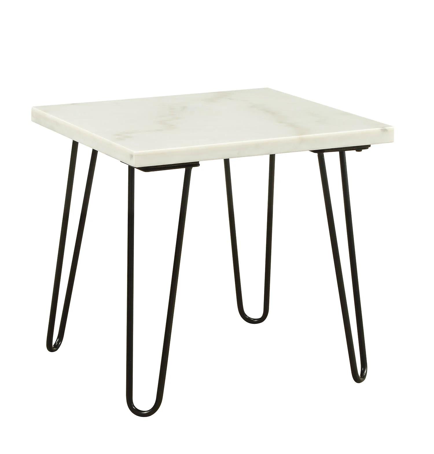 

    
Contemporary White Marble & Gold End Table by Acme Telestis 84502
