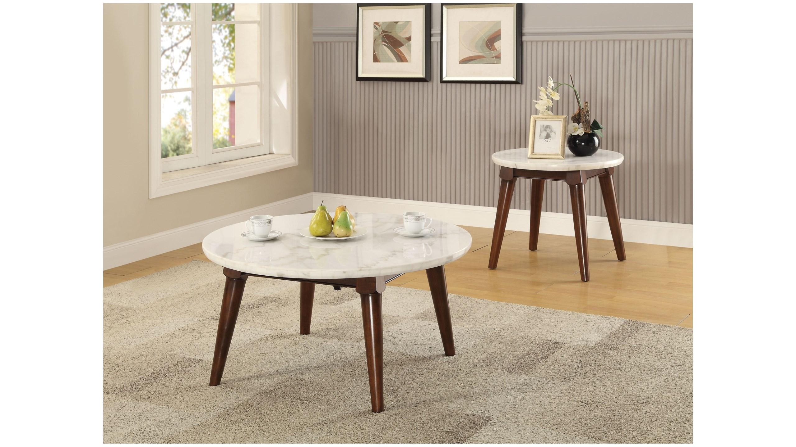 Contemporary Coffee Table and 2 End Tables Gasha 82890-3pcs in White 