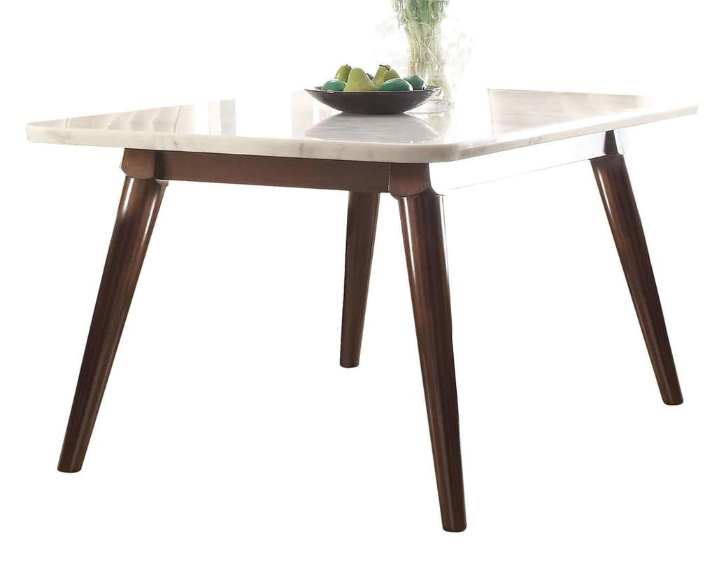 

    
Contemporary White Marble & Walnut Dining Table by Acme Gasha 72820
