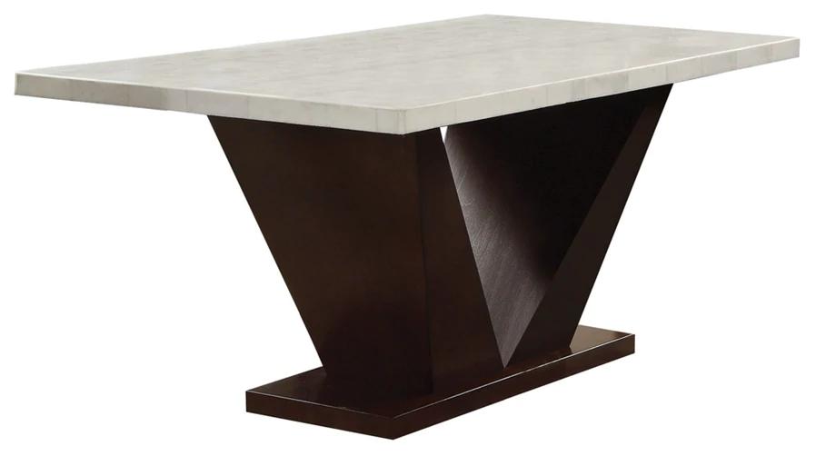 

    
Contemporary White Marble & Walnut Dining Table by Acme Forbes 72120
