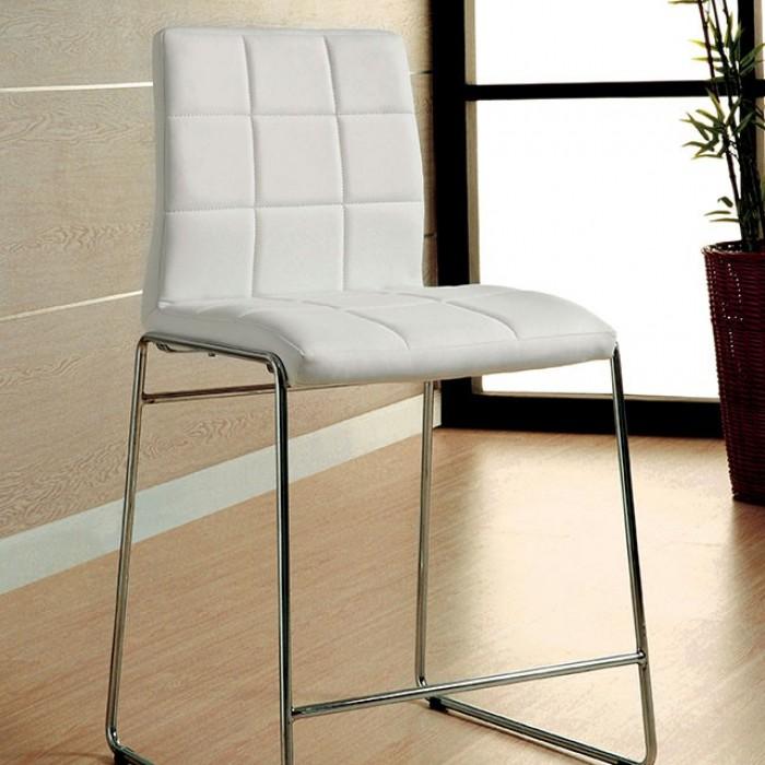 Contemporary Counter Height Chair CM8320WH-PC-2PK Kona CM8320WH-PC-2PK in White Leatherette