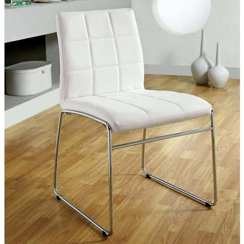 Contemporary Dining Side Chair CM8320WH-SC-2PK Kona CM8320WH-SC-2PK in White Leatherette