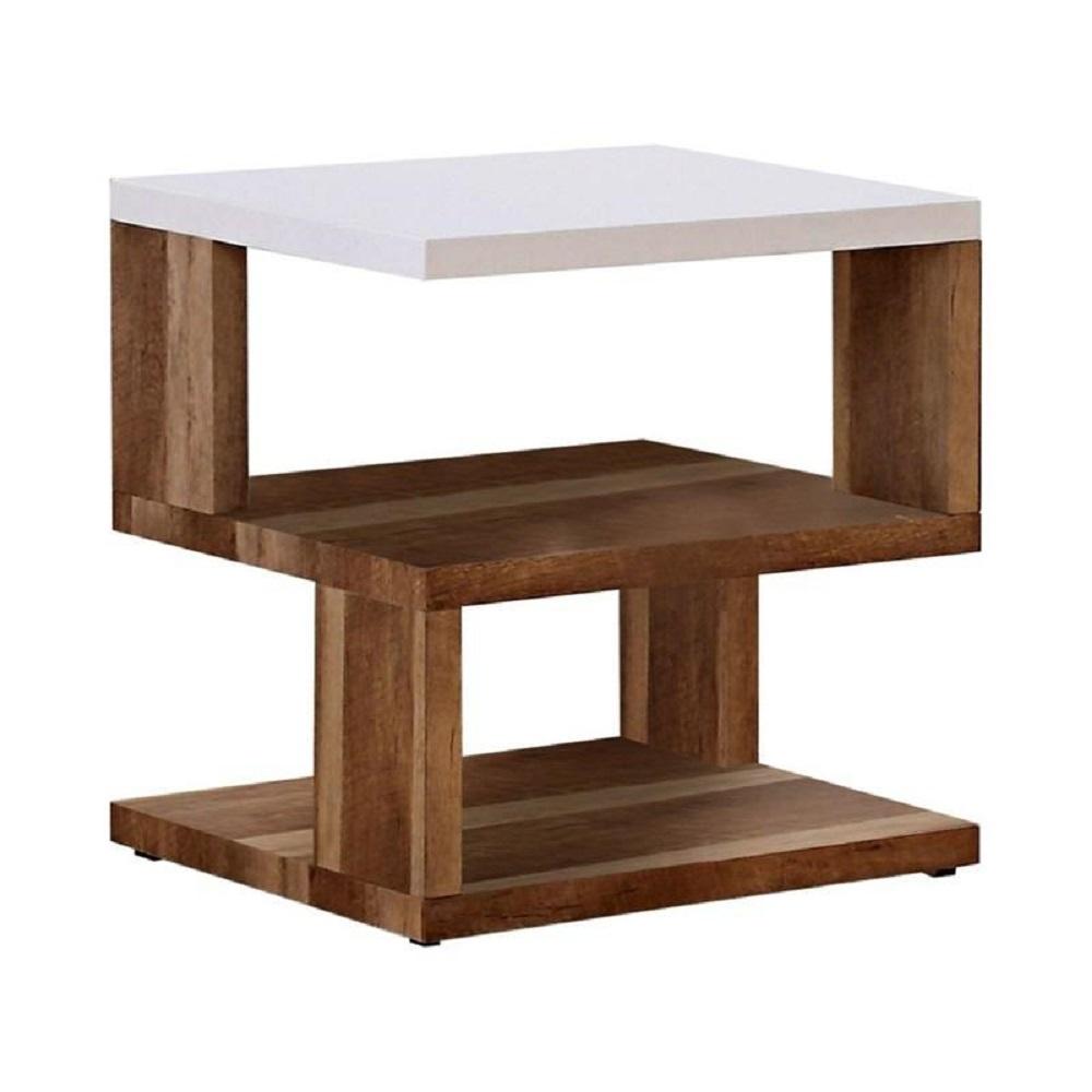 

    
Contemporary White & Natural Tone Solid Wood End Table Furniture of America FOA4496E Majken
