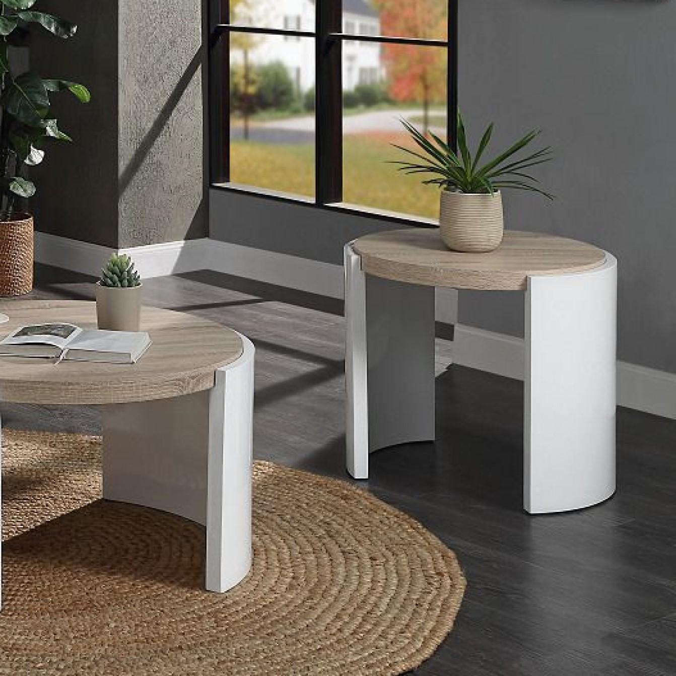 Contemporary End Table Zoma End Table LV02415-ET LV02415-ET in Oak, White 