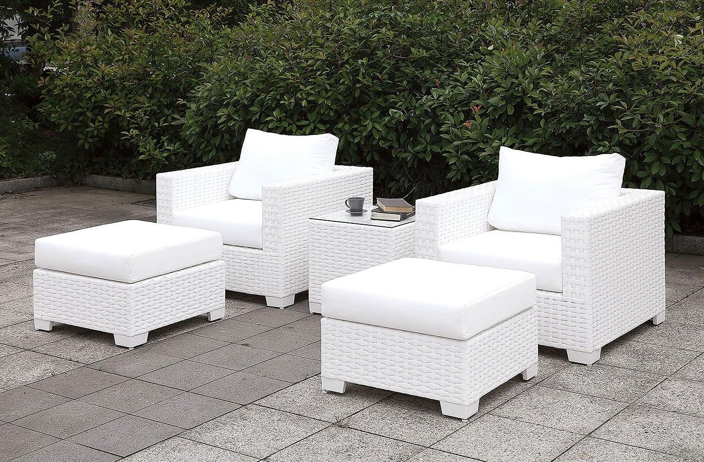 Contemporary Outdoor Sectional Set CM-OS2128WH-SET21 Somani CM-OS2128WH-SET21 in White Wicker