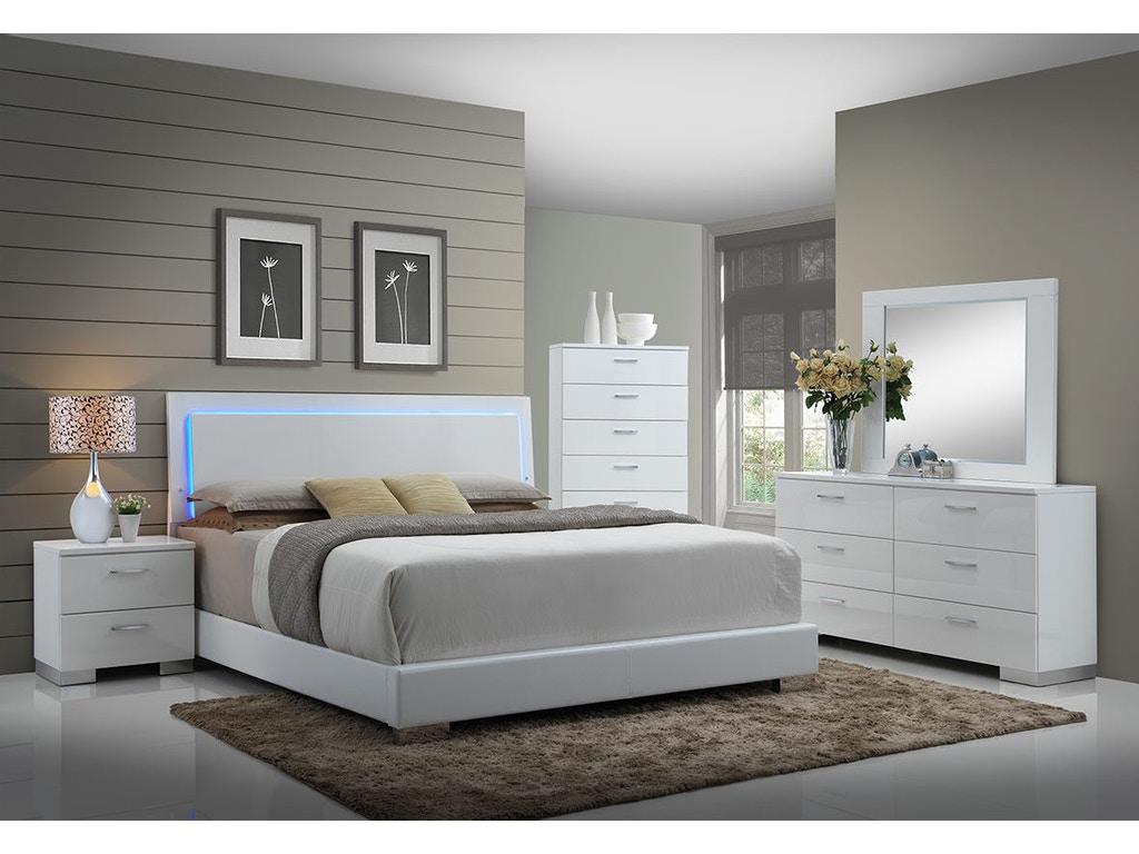 Contemporary Bedroom Set Lorimar 22640Q-5pcs in White PU