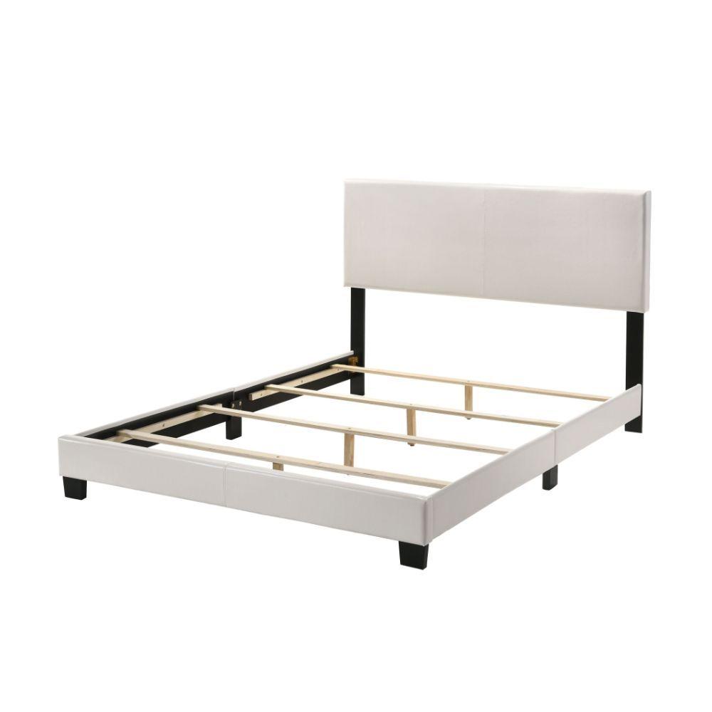 Contemporary Queen Bed Lien 25710Q in White PU