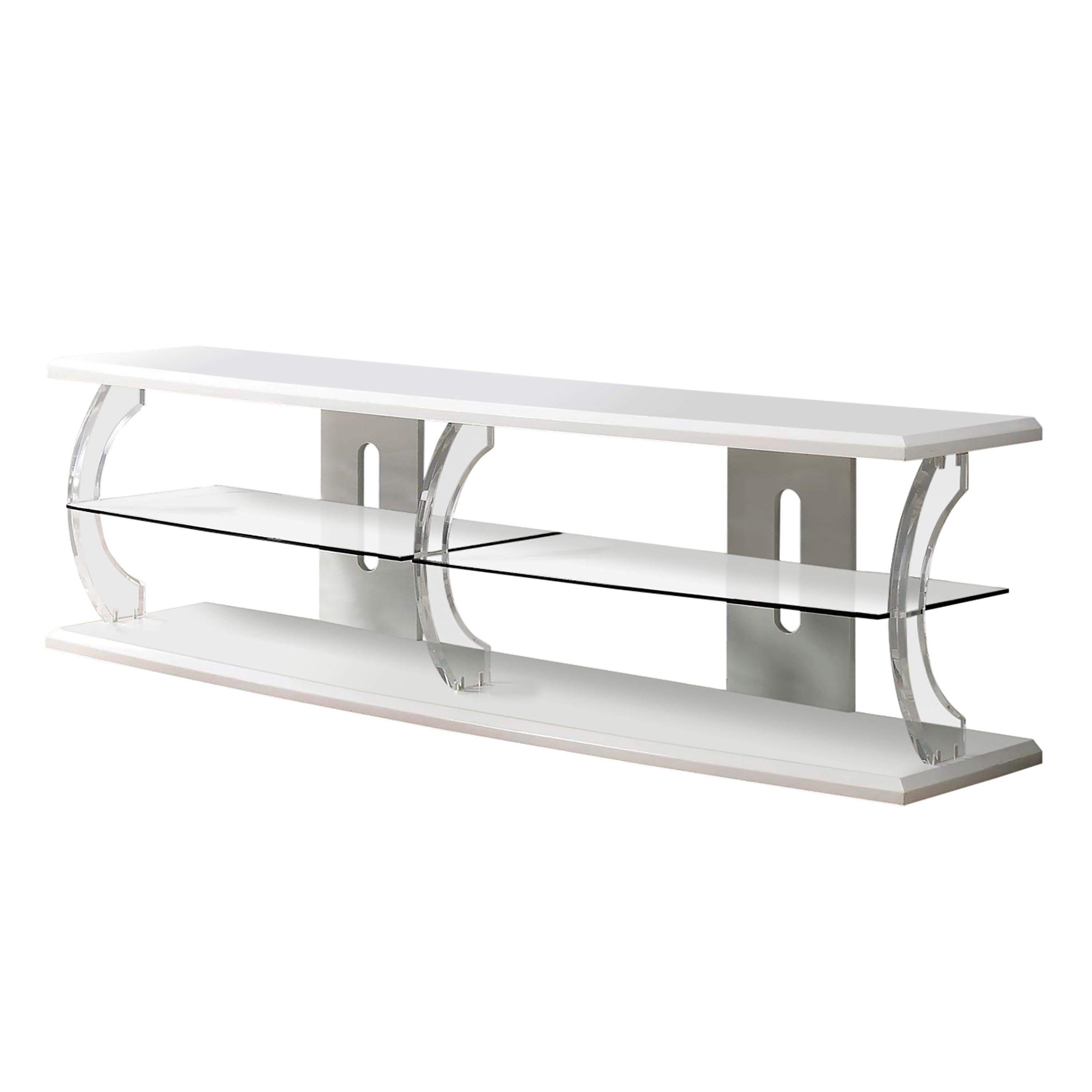 

    
Contemporary White Replicated Wood & Glass 60" TV Stand Furniture of America CM5901WH-TV-60 Ernst

