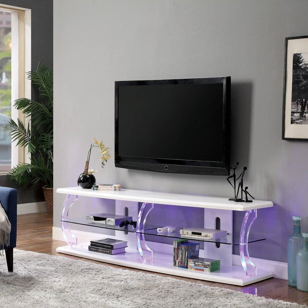 

    
Contemporary White Replicated Wood & Glass 60" TV Stand Furniture of America CM5901WH-TV-60 Ernst
