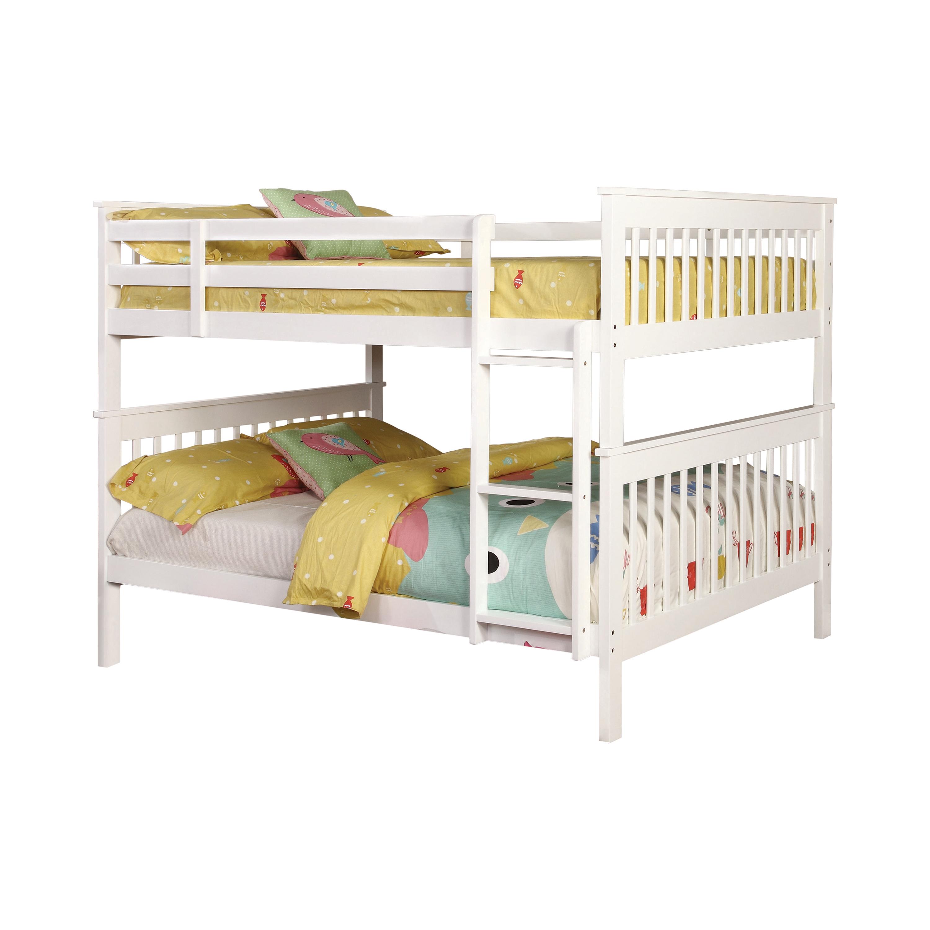 

    
Contemporary White Solid Pine Full/Full Bunk Bed Coaster 460360 Chapman
