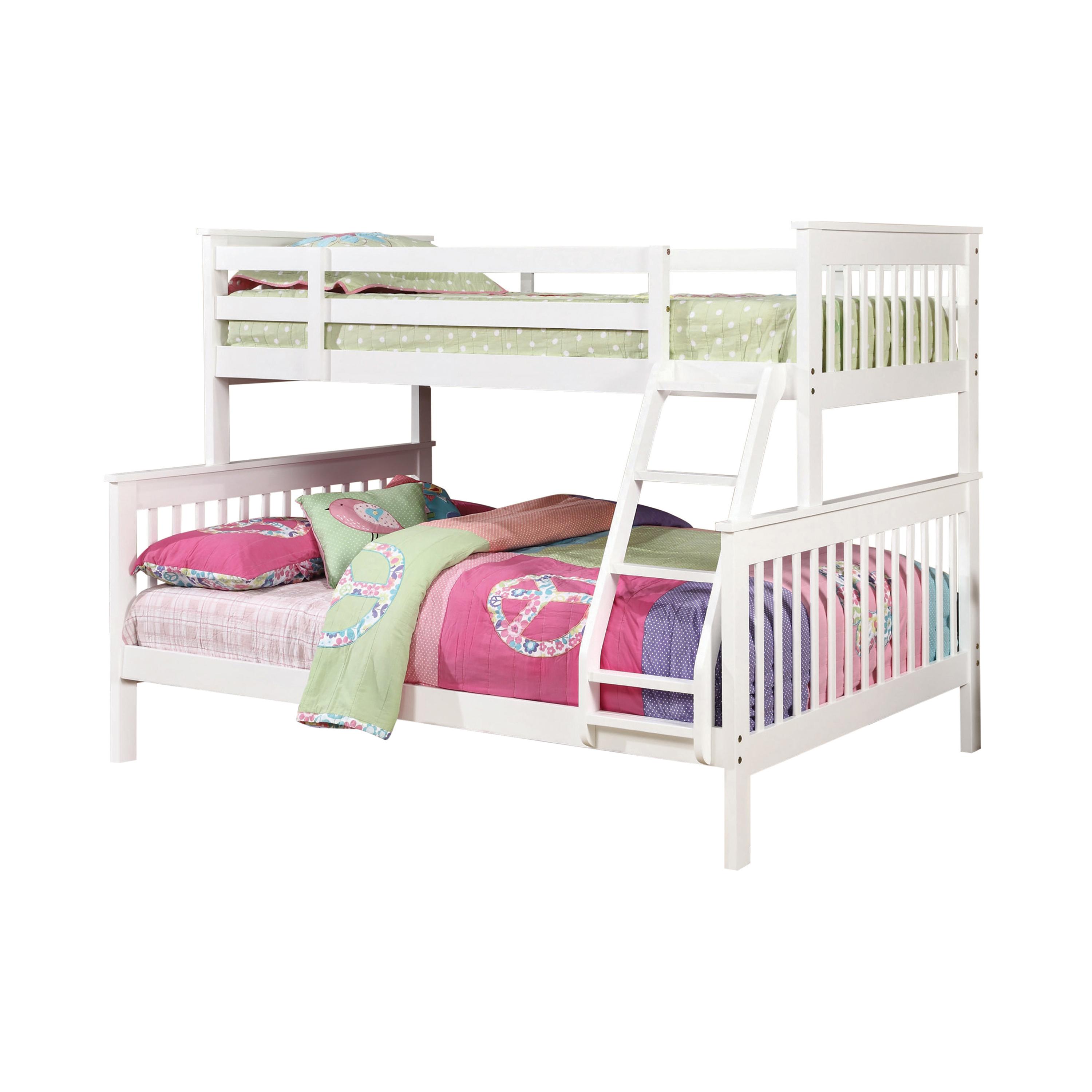 

    
Contemporary White Solid Pine Twin/Full Bunk Bed Coaster 460260 Chapman
