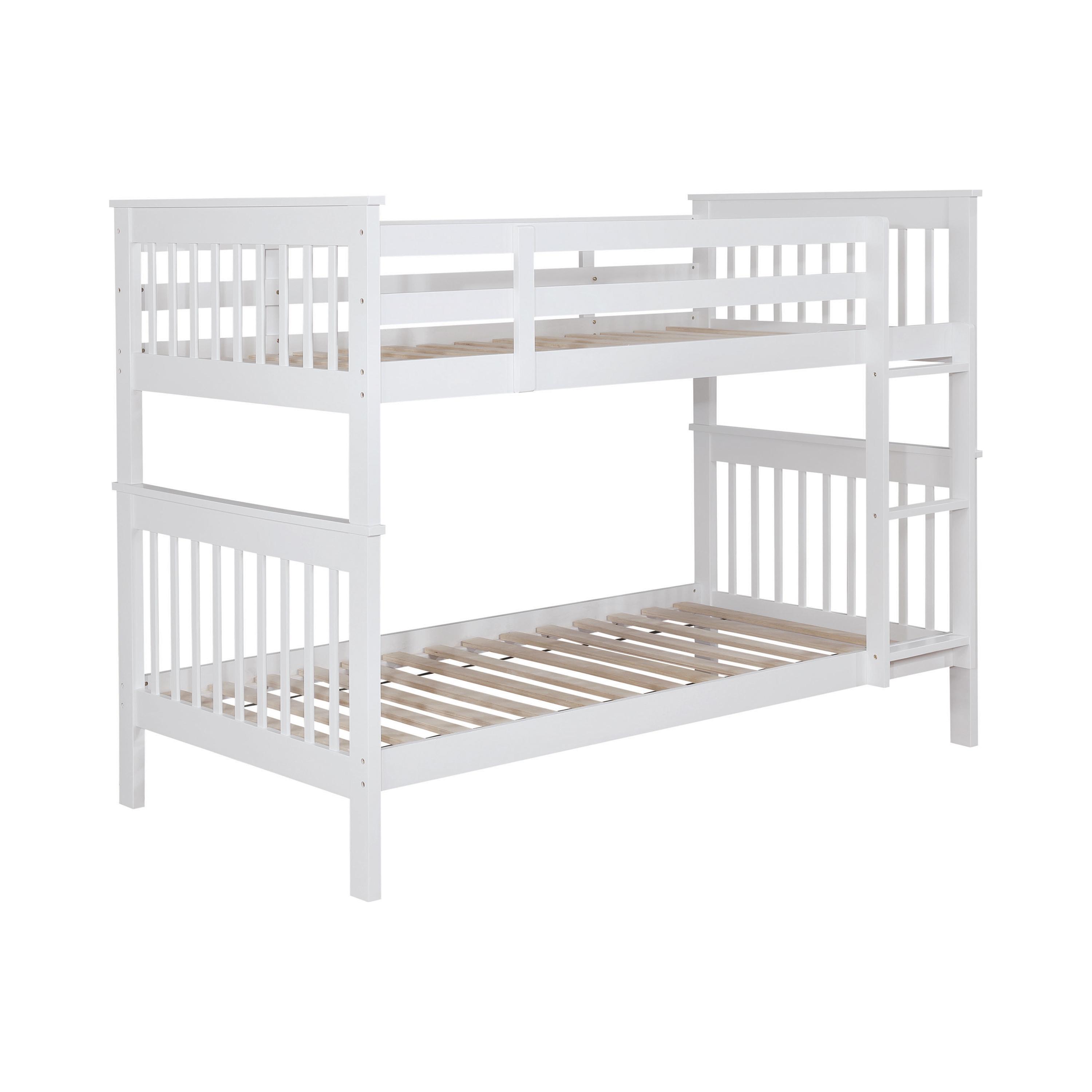 

    
Contemporary White Solid Pine Twin/Twin Bunk Bed Coaster 460244N Chapman

