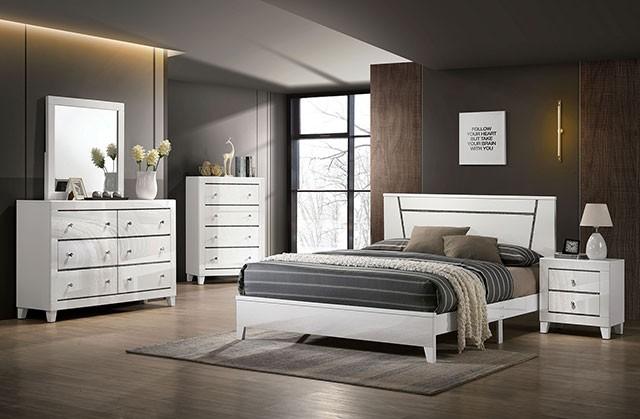 

    
Contemporary White Solid Wood CAL Bedroom Set 6pcs Furniture of America FOA7038WH Magdeburg
