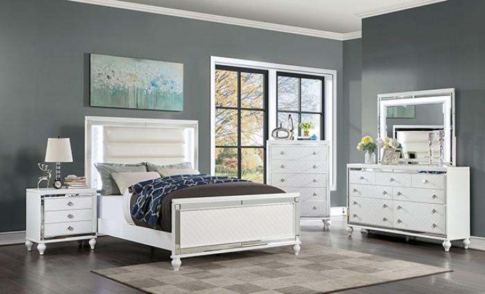

    
Contemporary White Solid Wood Chest Furniture of America Calandria CM7320WH-C
