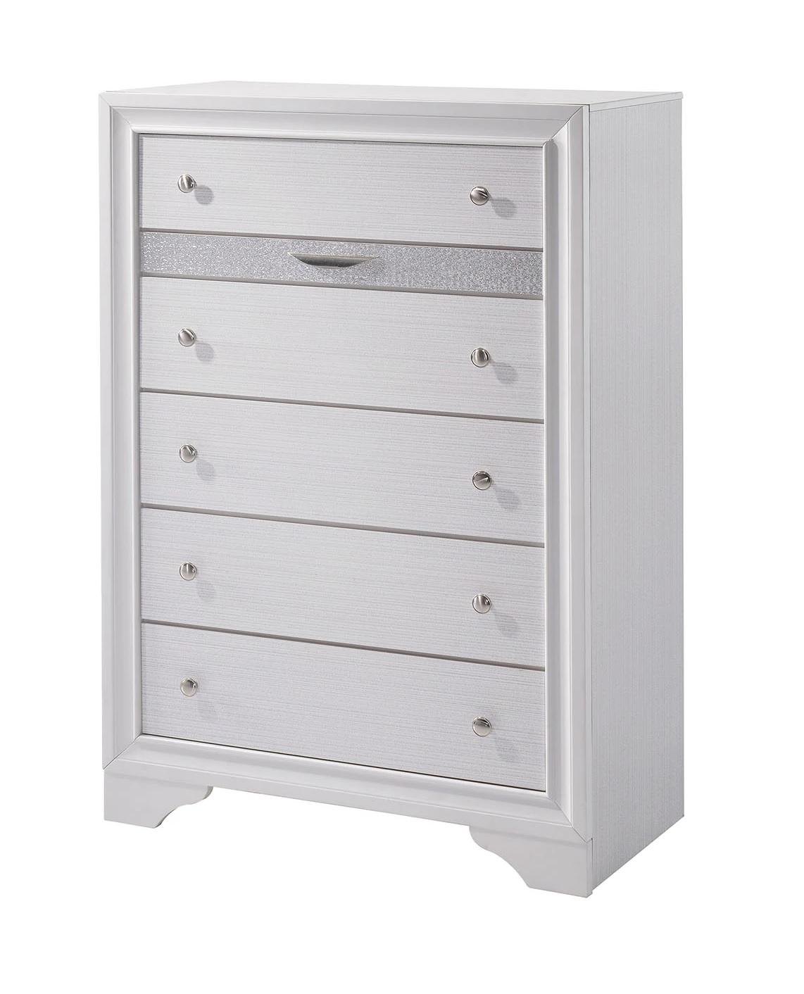 

    
Contemporary White Solid Wood Chest Furniture of America CM7552C Chrissy
