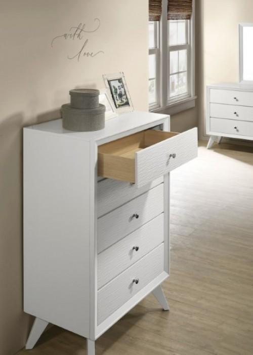 

    
Contemporary White Solid Wood Chest Furniture of America Dortmund CM7465WH-C
