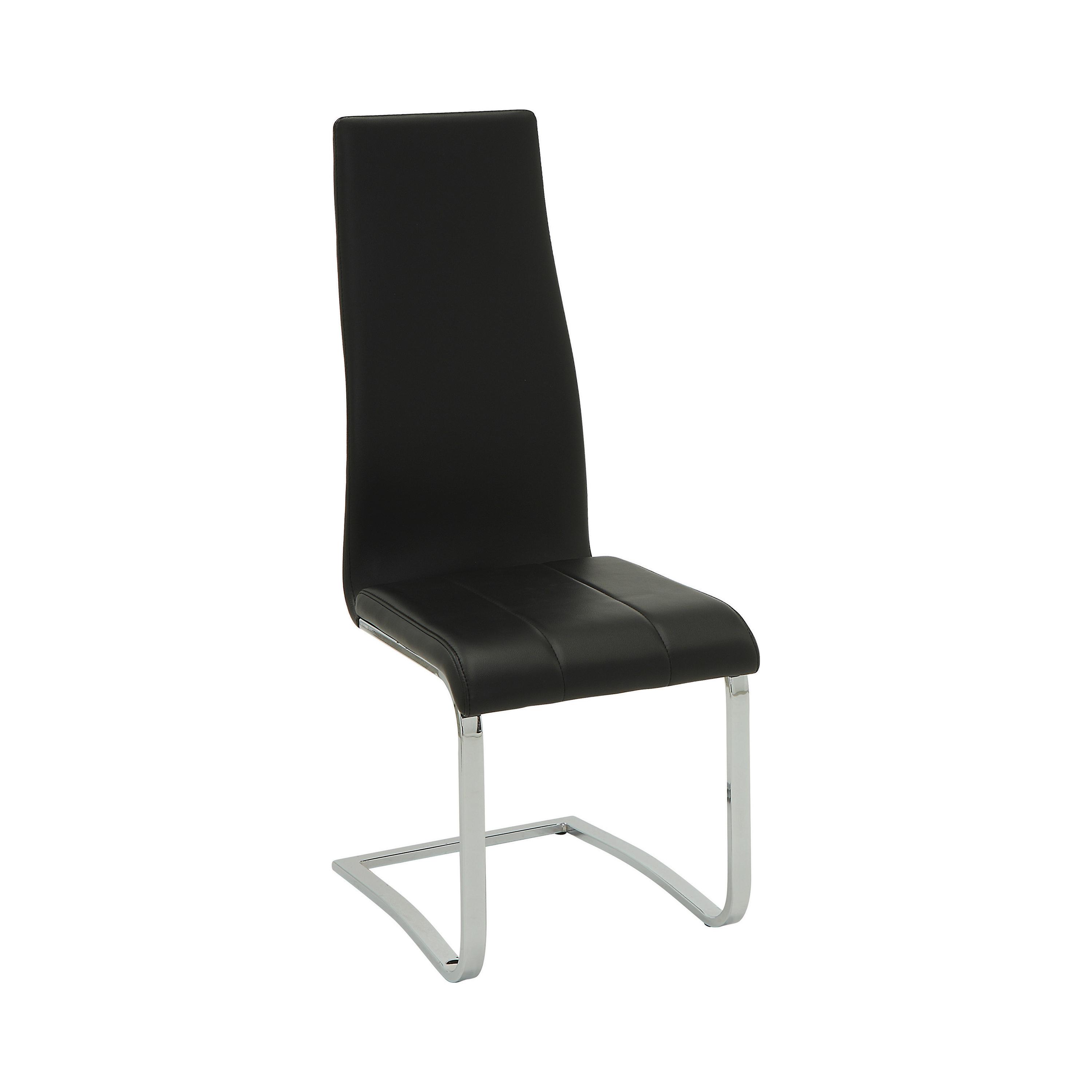 Contemporary Dining Chair Set 100515BLK Anges 100515BLK in Black Leatherette