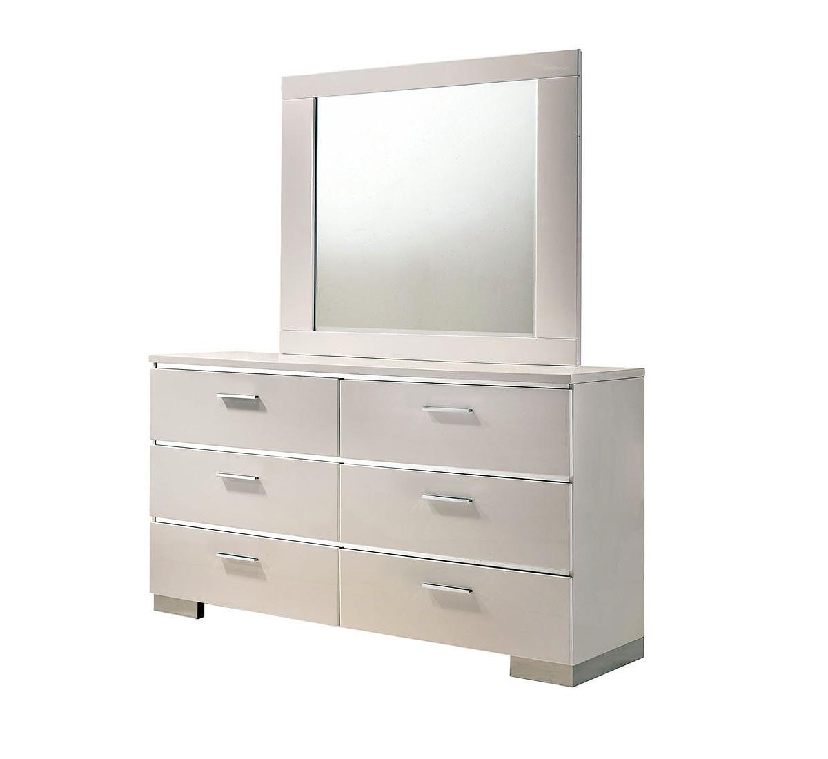 Contemporary Dresser w/Mirror CM7049WH-D*M-2PC Carlie CM7049WH-D*M-2PC in White 