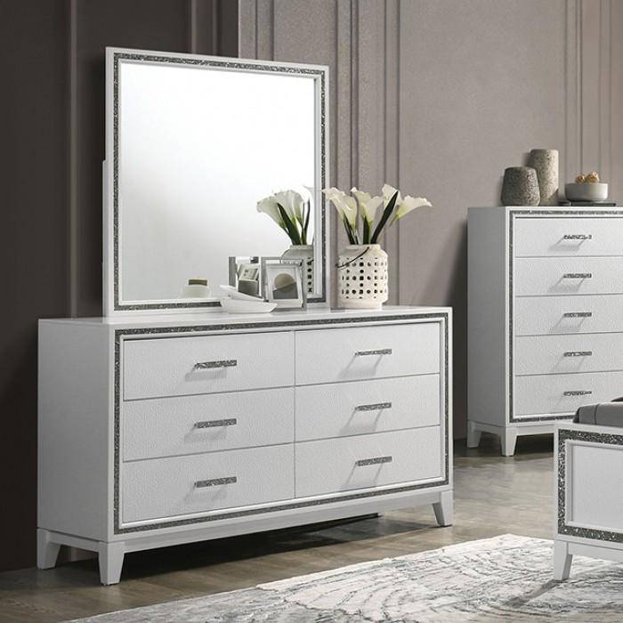 Contemporary Dresser With Mirror Lucida Dresser With Mirror Set 2PCS FM7203WH-D-2PCS FM7203WH-D-2PCS in White 