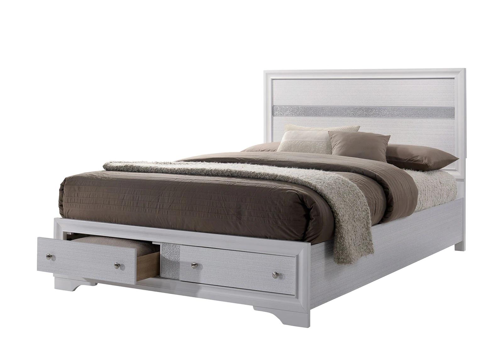 

    
Contemporary White Solid Wood King Bed Furniture of America CM7552 Chrissy
