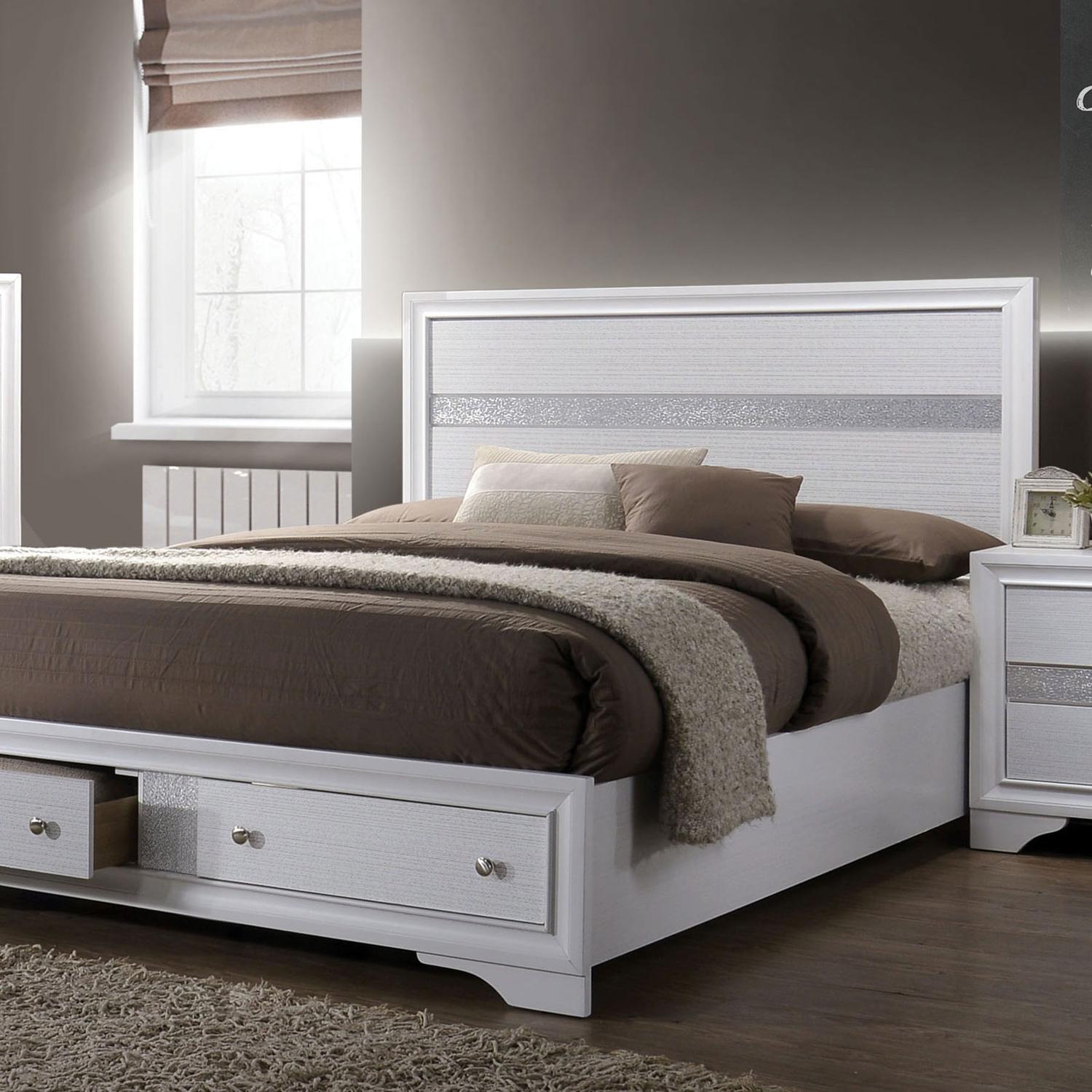 

    
 Order  Contemporary White Solid Wood King Bedroom Set 3pcs Furniture of America CM7552 Chrissy

