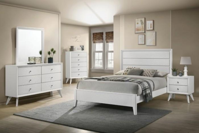 

    
Contemporary White Solid Wood King Panel Bedroom Set 5PCS Furniture of America Dortmund CM7465WH-EK-5PCS
