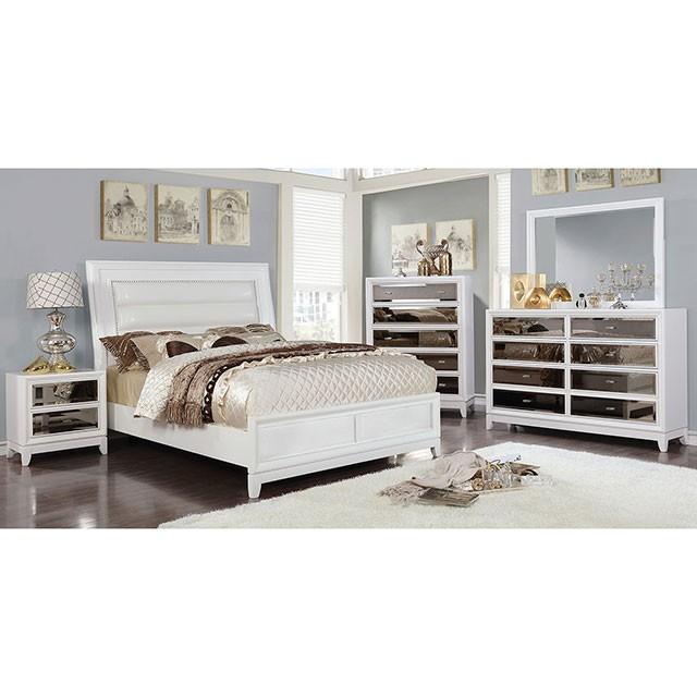 

                    
Furniture of America Golva King Platform Bed CM7295WH-EK Platform Bed White Leatherette Purchase 

