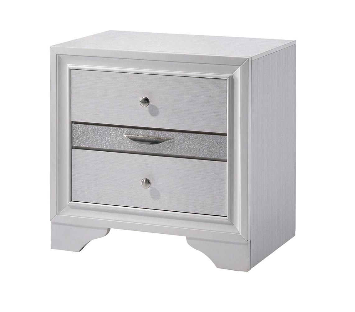 

    
Contemporary White Solid Wood Nightstand Furniture of America CM7552N Chrissy
