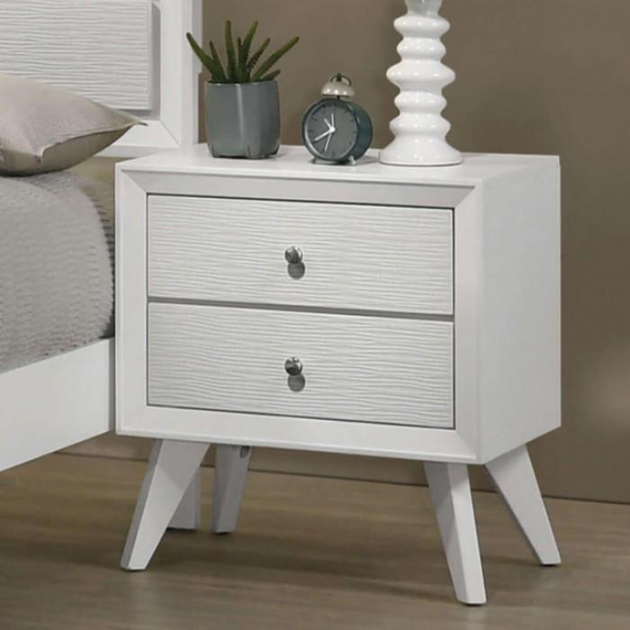 

    
Contemporary White Solid Wood Nightstand Furniture of America Dortmund CM7465WH-N
