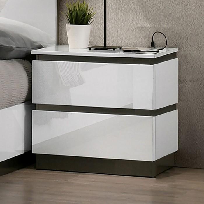 

    
Contemporary White Solid Wood Nightstand Furniture of America FOA7225WH-N Birsfelden
