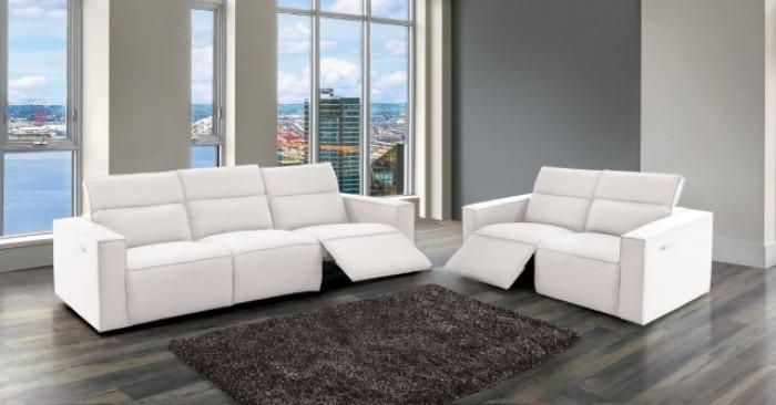 Contemporary Power Reclining Living Room Set Treharris Power Reclining Living Room Set 2PCS FM62002WH-SF-PM-S FM62002WH-SF-PM-S-2PCS in White Fabric