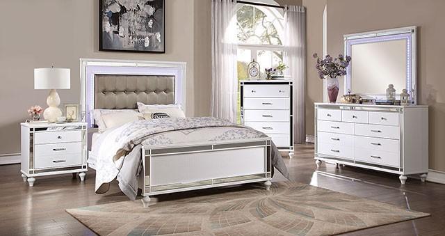

    
Contemporary White Solid Wood Queen Bedroom Set 3pcs Furniture of America CM7977WH Brachium

