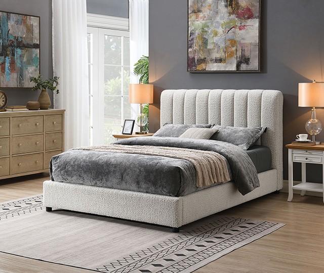 

    
Contemporary White Solid Wood Queen Platform Bed Furniture of America Traverso FM71002WH

