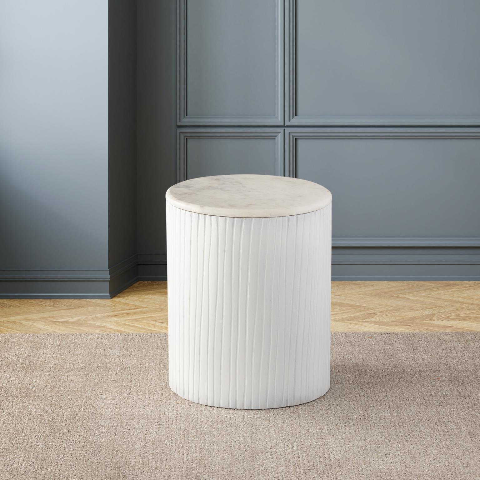 

    
Contemporary White Solid Wood Round Side Table Albany Living 172-15
