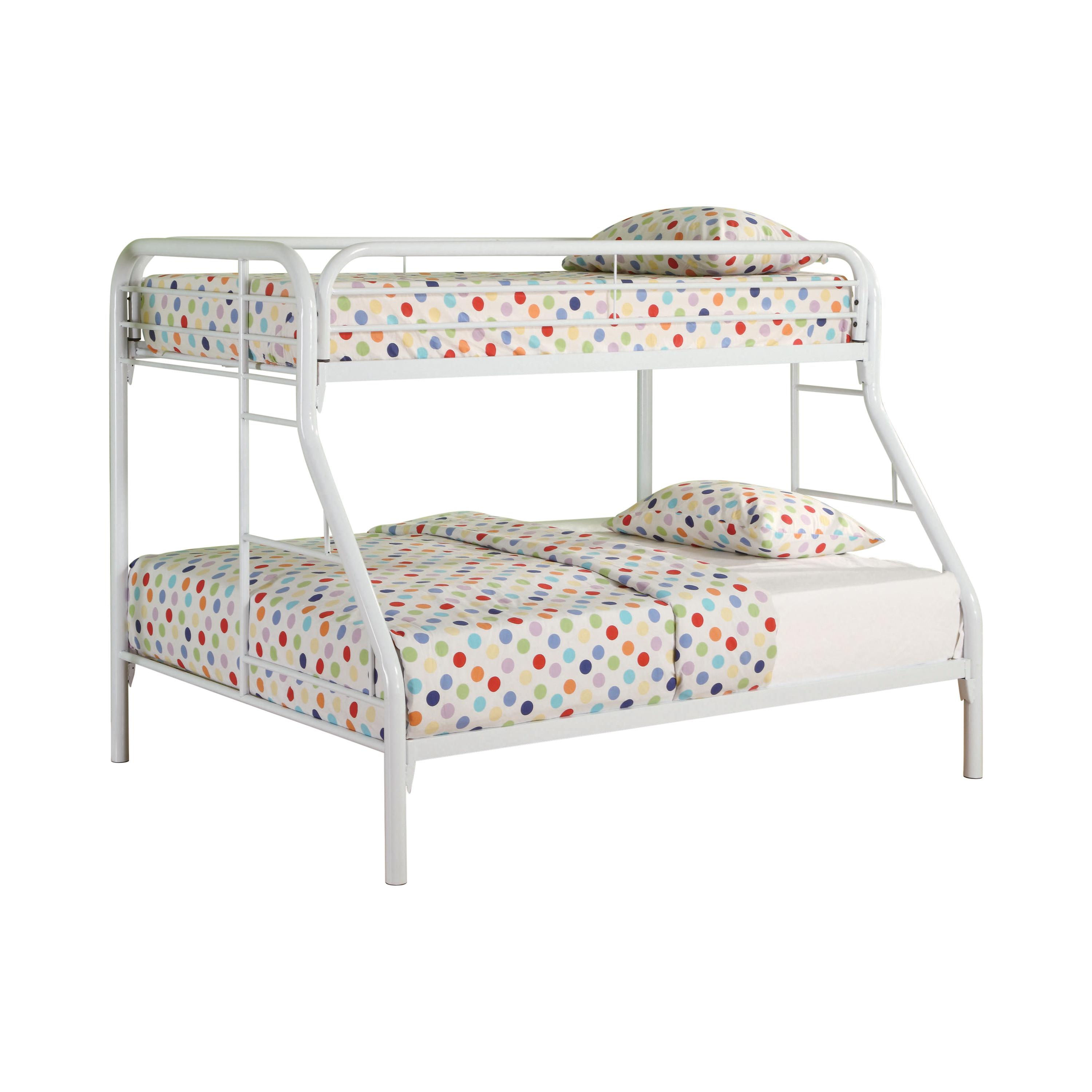 

    
Contemporary White Steel Twin/Full Bunk Bed Coaster 2258W Morgan
