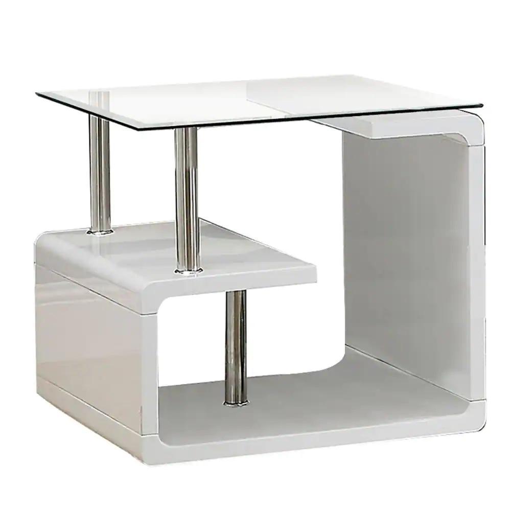 

    
Contemporary White Tempered Glass 2 End Tables Furniture of America Torkel
