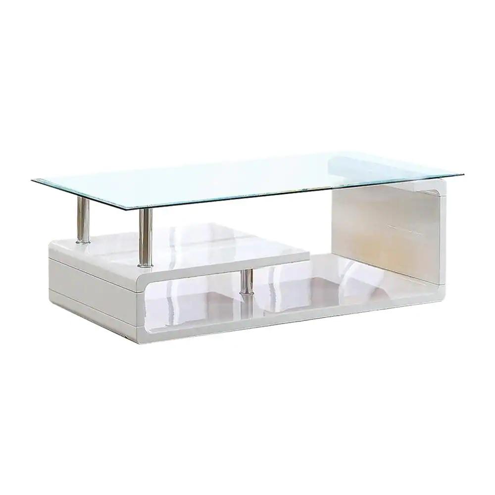 

    
Contemporary White Tempered Glass Coffee Table Set 3pcs Furniture of America Torkel
