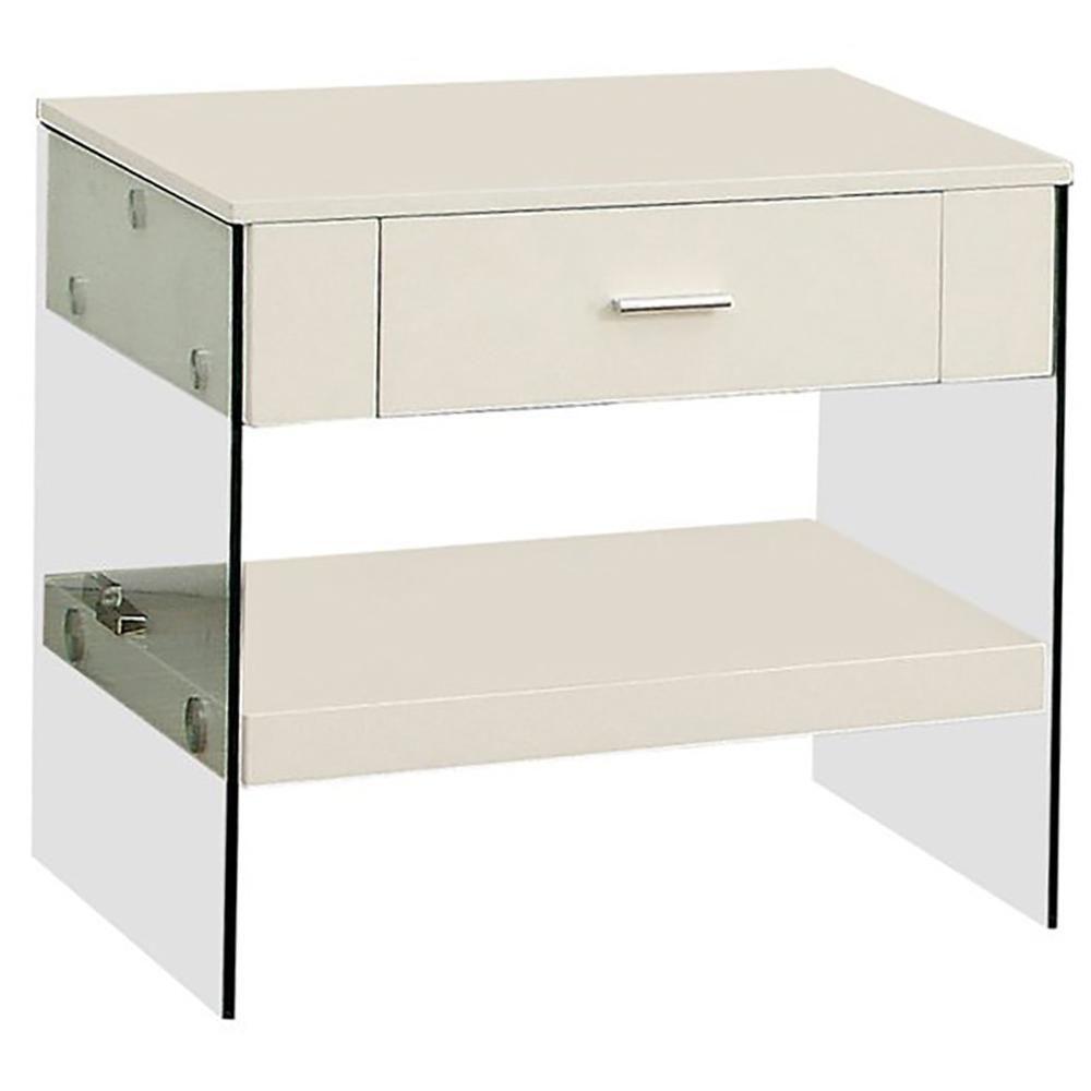 

    
Contemporary White Tempered Glass End Table Furniture of America CM4451WH-E Raya
