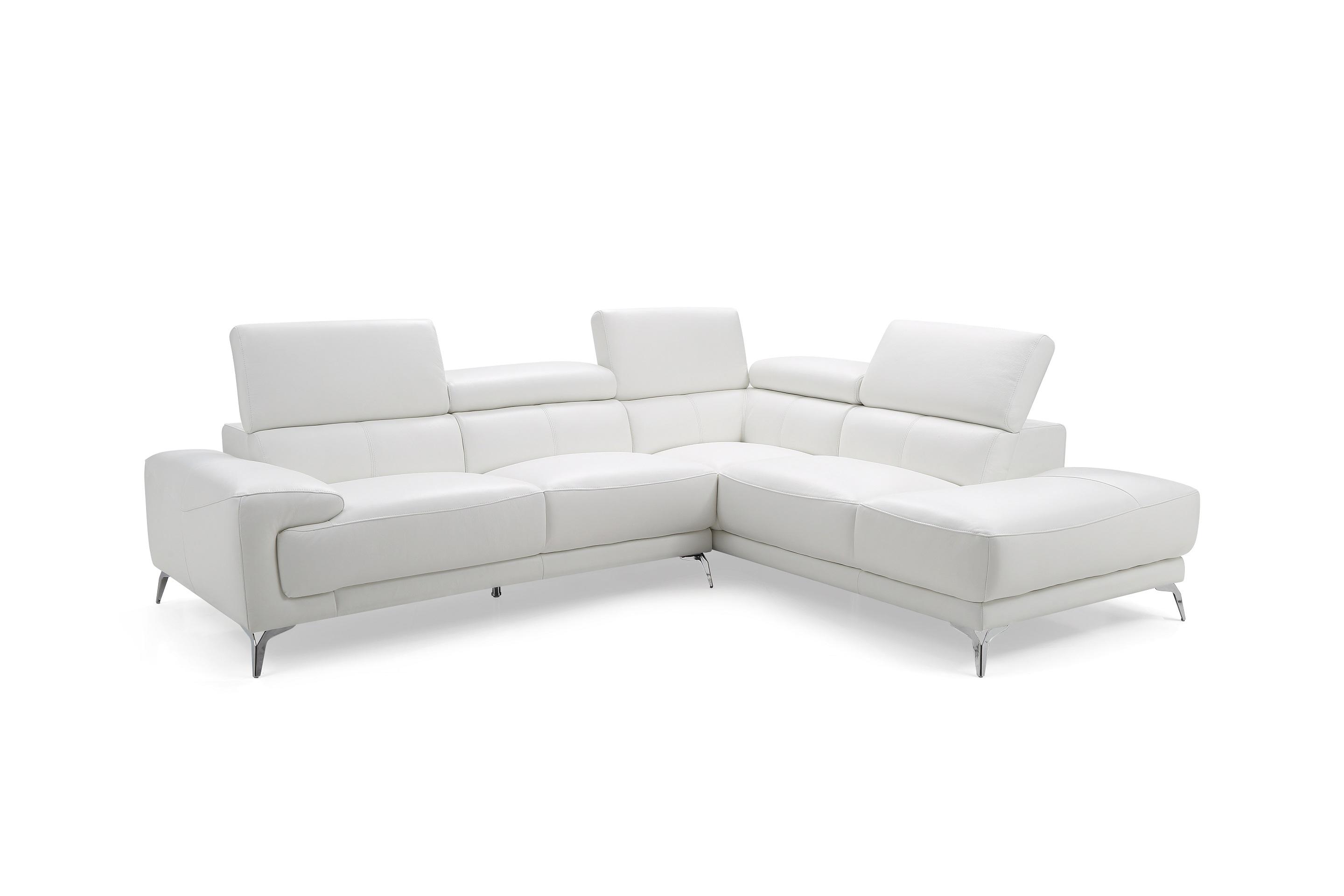 

    
Contemporary White Top Grain Leather RSF Sectional WhiteLine SR1467LS-WHT Fabiola
