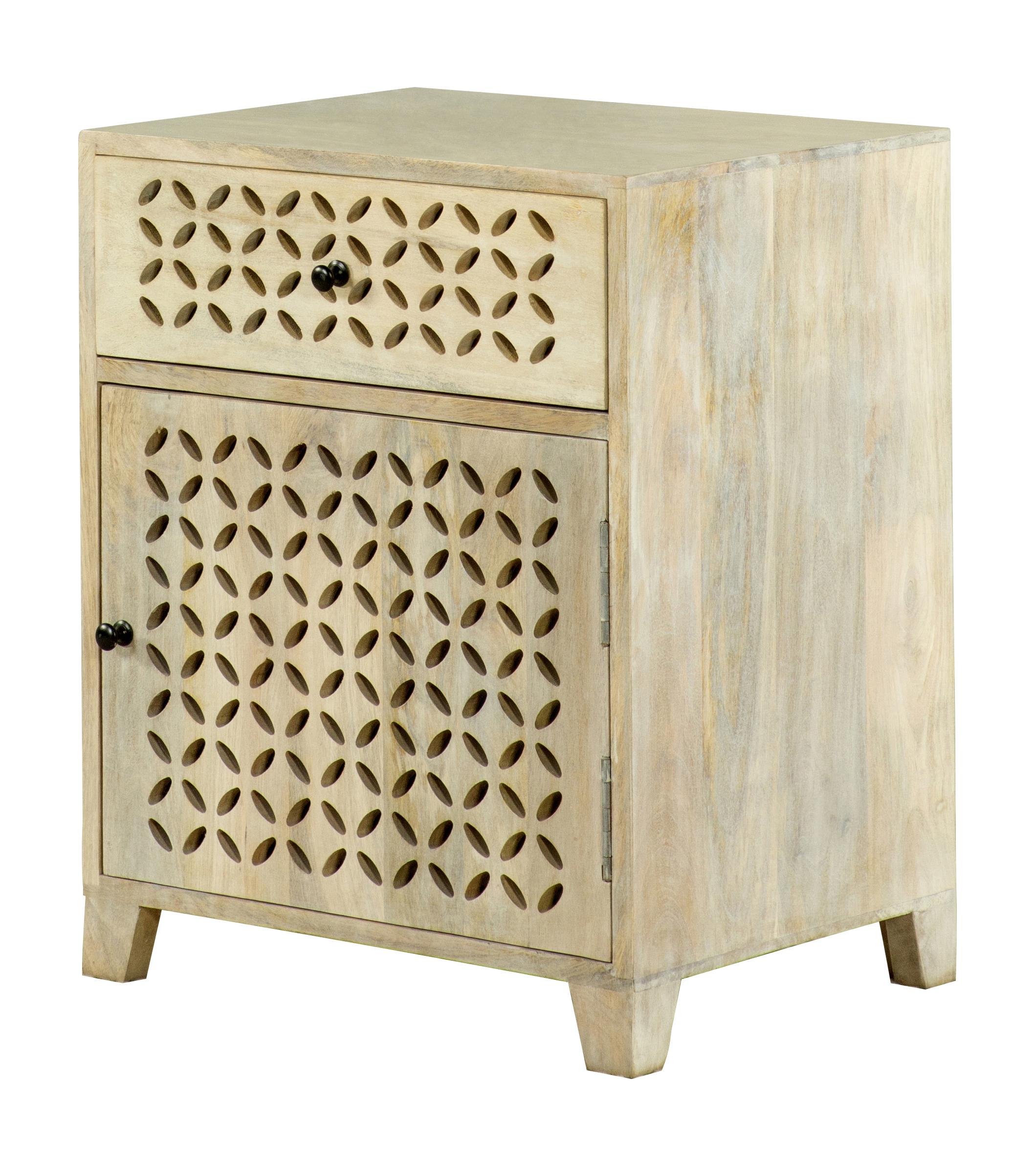 

    
Contemporary White Washed Solid Mango Wood Accent Cabinet Coaster 953569

