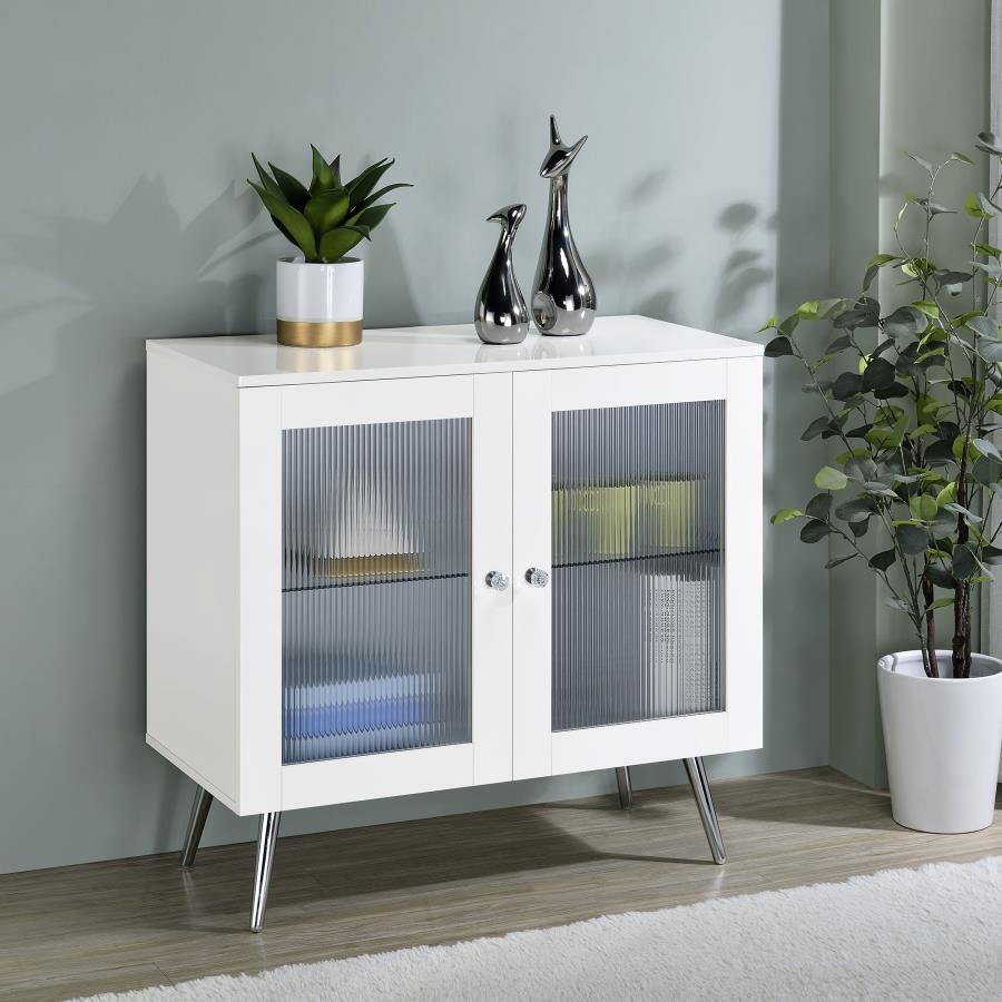 

    
Contemporary White Wood Accent Cabinet Coaster Nieta 950396

