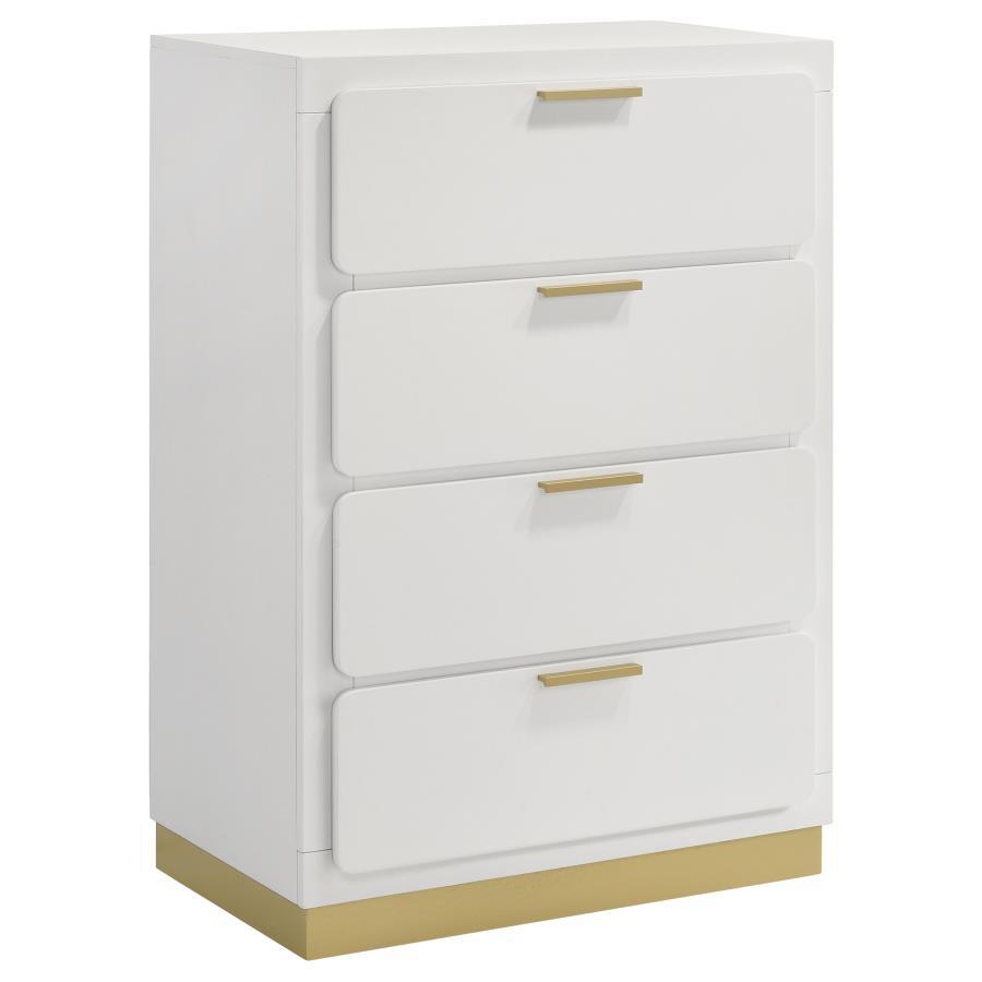 Contemporary, Modern Chest Caraway Chest 224775-C 224775-C in White, Gold 