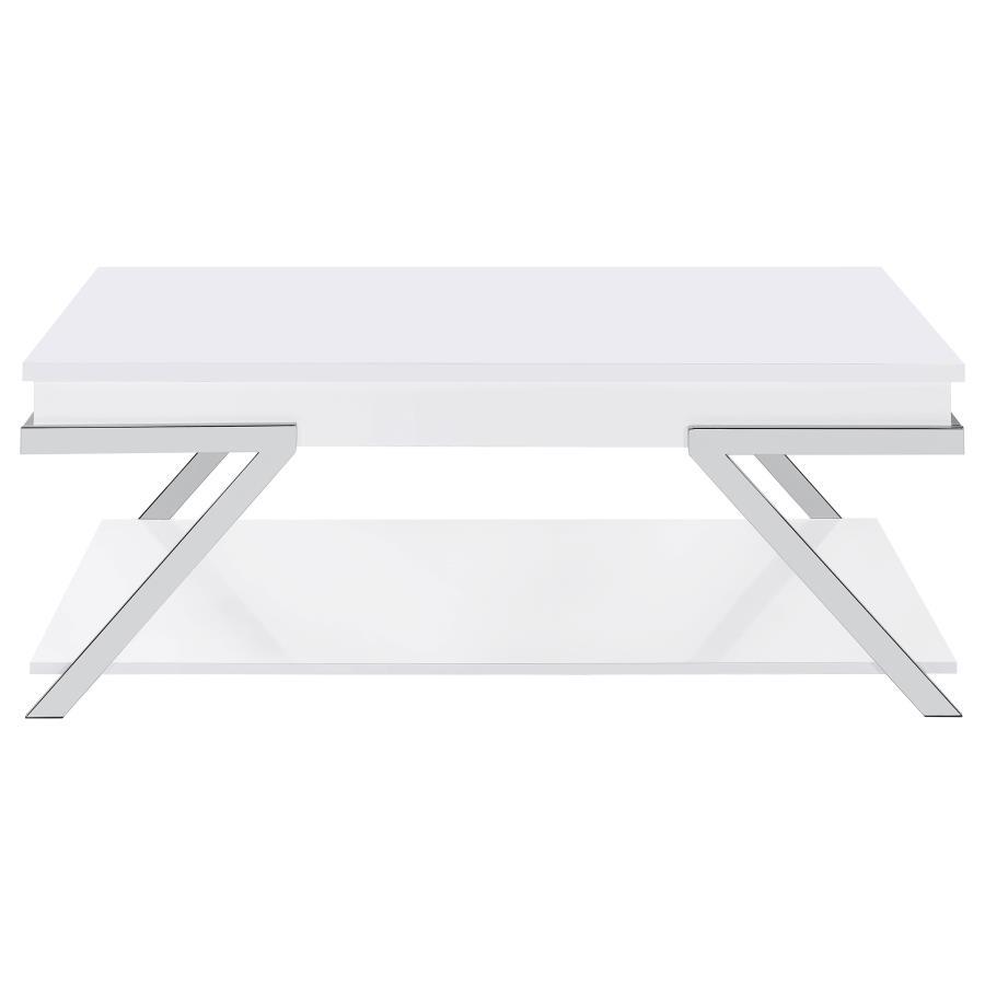 

    
 Shop  Contemporary White Wood Coffee Table Coaster Marcia 708158
