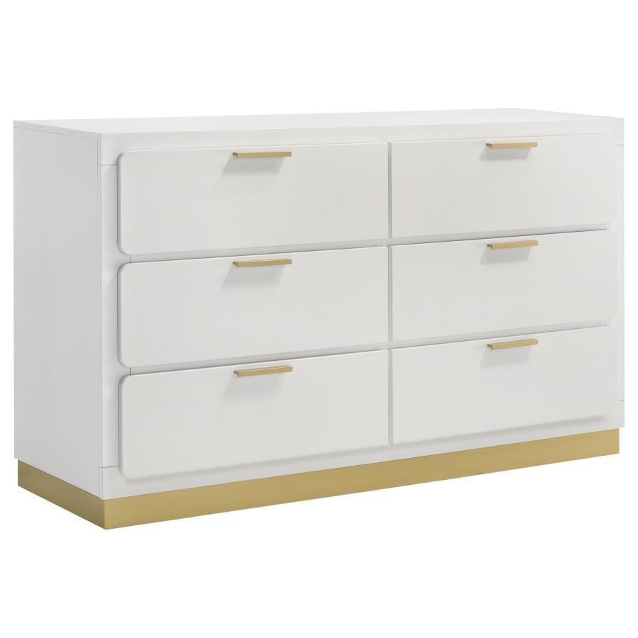 Contemporary, Modern Dresser With Mirror Caraway Dresser With Mirror 2PCS 224773-D-2PCS 224773-D-2PCS in White, Gold 