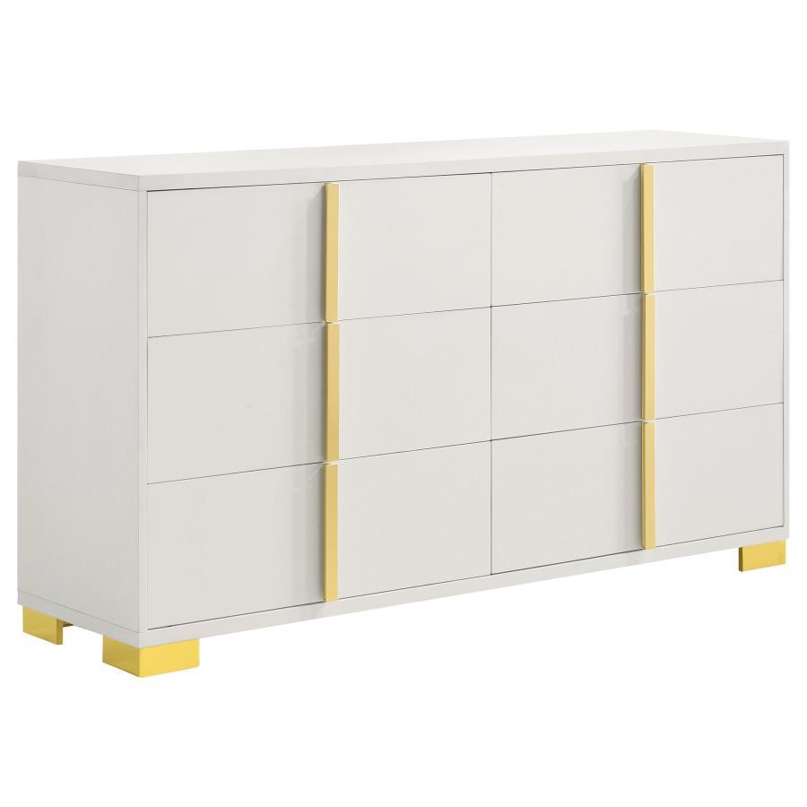 Contemporary, Modern Dresser With Mirror Marceline Dresser With Mirror 2PCS 222933-D-2PCS 222933-D-2PCS in White, Gold 