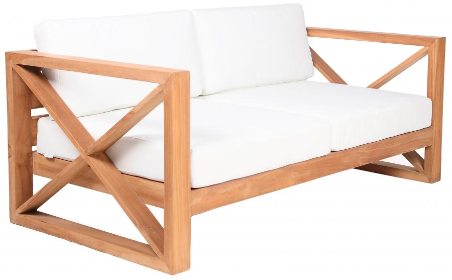 

    
Contemporary White Wood Fabric Patio Loveseat Meridian Furniture Anguilla 352White-L

