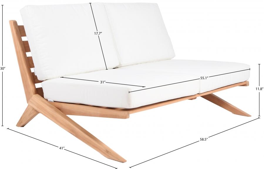 

    
 Shop  Contemporary White Wood Fabric Patio Loveseat Meridian Furniture Tahiti 351White-L
